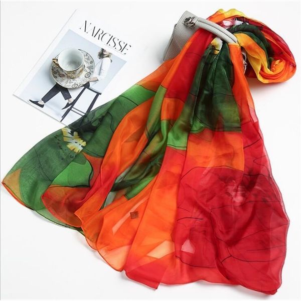 

korean version spa of the new printed chiffon long scarf fashion ever-changing scarf sunscreen shawl y201024, Blue;gray