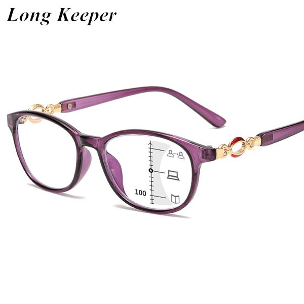 

new fashion progressive multifocal reading glasses women anti-blue light eyeglasses prescription spectacles diopter +1.0to+4.0, White;black