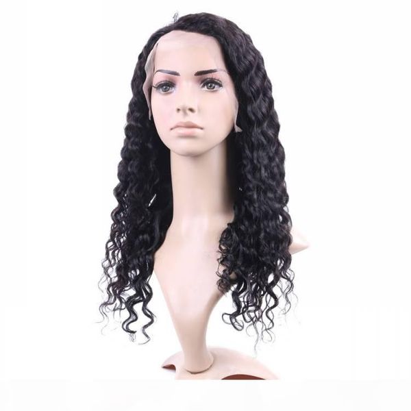 

глубокая волна фронта шнурка pre щипковых с around младенца черный цвет волос для женщин бразильского remy silk top полные парики шнурка, Black;brown