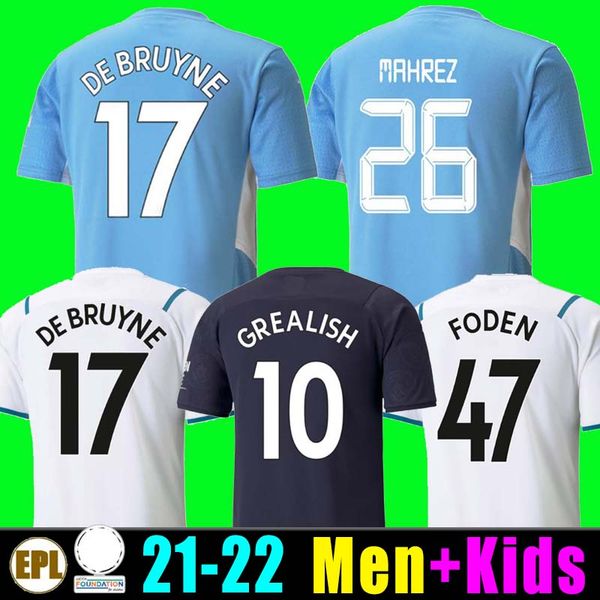 

21 22 soccer jerseys 2021 2022 grealish foden sterling football shirt de bruyne gesus bernardo mahrez rodrigo men kids kits 666, Black;yellow