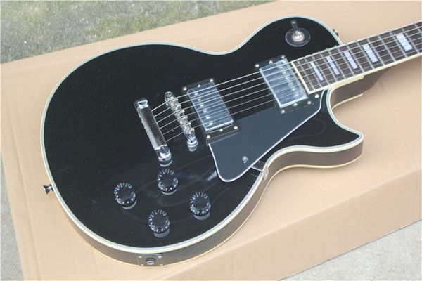 

custom 1958 black beauty electric guitar yellow body binding, 5 layers pickguard, pearl block inlay, gold hardware