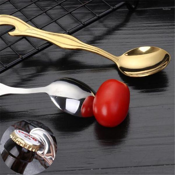 

multi-purpose coffee fruit teaspoon and bottle openner long handle spoon stainless steel spoons kitchen portable gadget1
