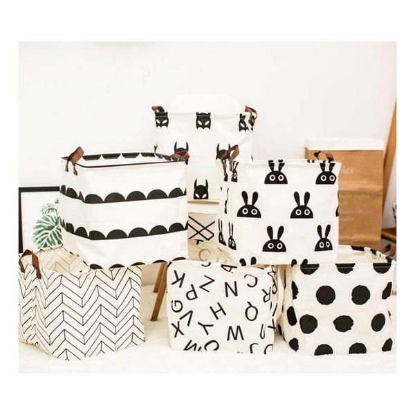 

ins foldable storage bucket waterproof bathroom dirty clothes laundry storage box cotton and linen children's toy storage bag