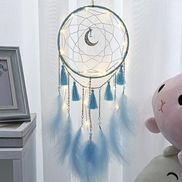 

car dream catcher tassels feathers ornament wall car hanging decor with string light or room bedroom wall decor nordic style