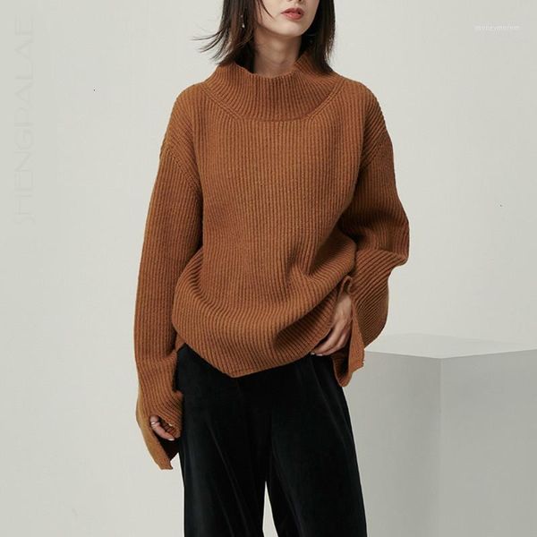 

tvvovvin 2019 new fashion autumn winter solid half high collar pullovers women loose casual high street sweaters tide x7571, White;black