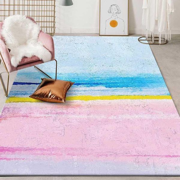 

nordic style large floor mats watercolor geometric pink blue yellow area rugs for living room bedroom sofa table study carpets1