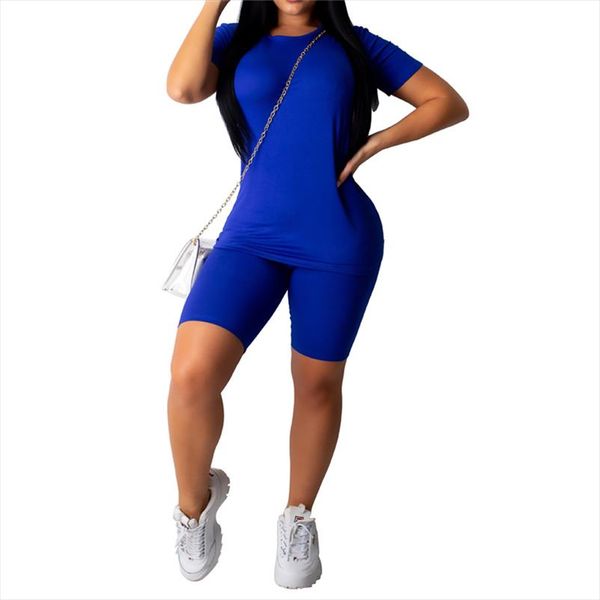 

women sport tracksuit two piece set summer solid short sleeve shirt short pants suit jogging outfit club matching set, Gray
