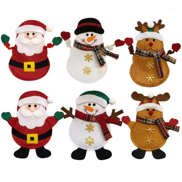 Decorazioni natalizie 3 pezzi Decorazione da tavola Set di posate Babbo Natale Modello Cover Coltello Forchetta Stoviglie Borsa Bambini Home Bar Decor1