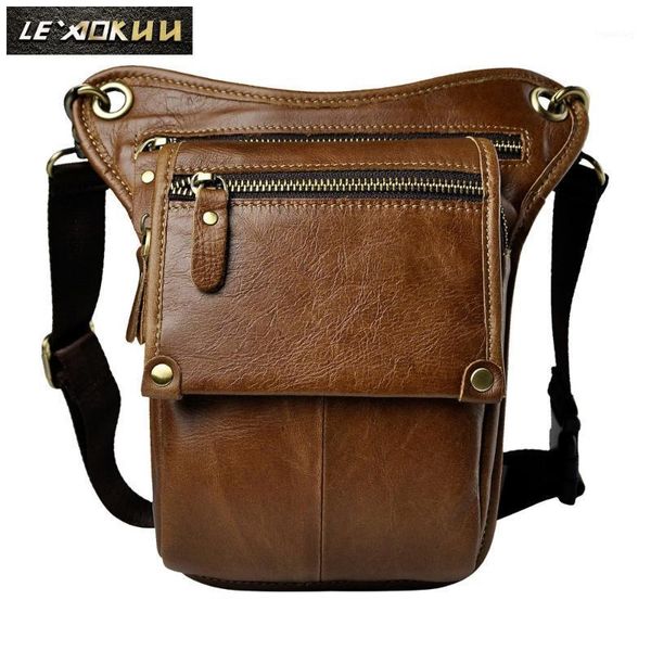 

waist bags original leather men casual fashion small shoulder messenger sling bag design travel belt pack pouch drop leg 211-4l1