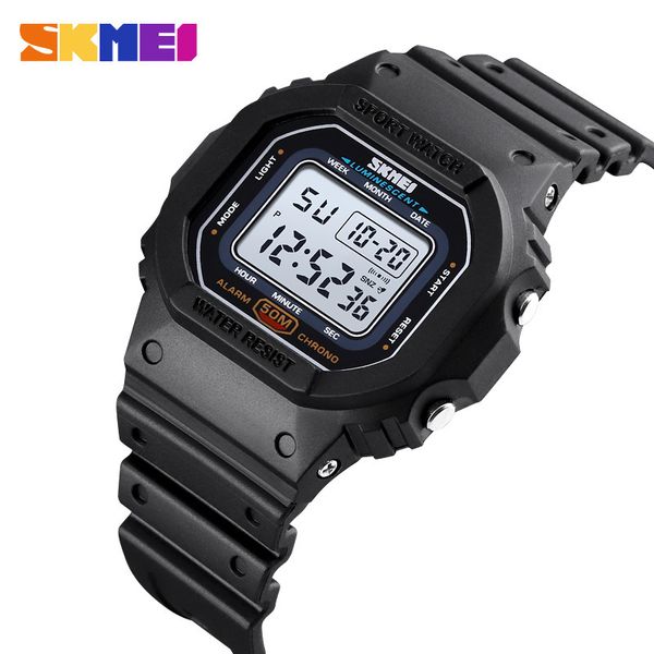 

skmei fashion colorful led sports digital watch waterproof shockproof pu strap satch alarm femal watches reloj hombre 1608 201123, Slivery;brown