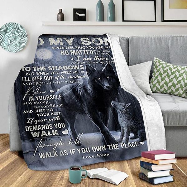 

blankets letter wolf blanket moon forest reversible flannel beach cloth tablecloth bedroom wall hanging tapestry home decor