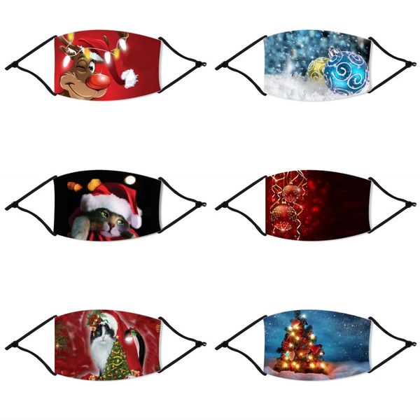 

dhl shipping christmas face mask xmas decorations cartoon masks mascherina cotton reusable washable face cover kimter-x830fz, Black