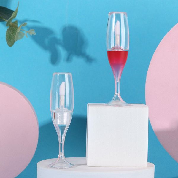 

плата доставка 8ml стакан вина shaped empty lip gloss tube креативный возвратных бутылок lip glaze контейнер образец флаконы розовый белый к