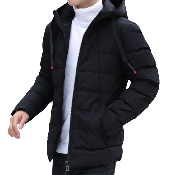 

men's down & parkas mens warm parka jacket winter coat male cotton outwear solid plus size overcoat zipper streetwear casual windbreake, Black