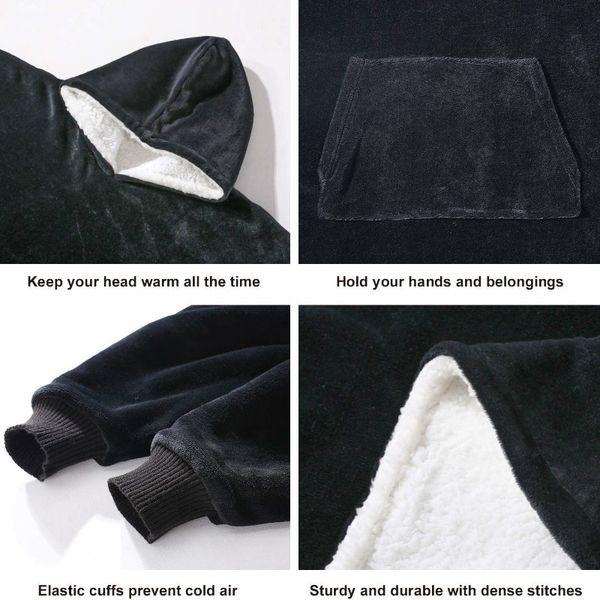 

sweatshirt hooded winter fleece coral with hoodie warm tv blanket plush sleeve woman women clothes bialw