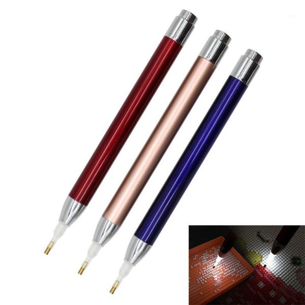 

new 15.5cm luminous alloy diamond drawing painting tools cross stitch lighting point drill pen craft sewing accessories1, Black