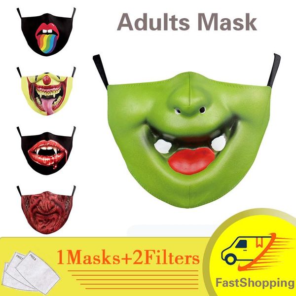 

маски маски pm25 хлопок моющегося многоразового лица унисекса 3d halloween печать открытой регулируемые earloops маски для взрослых рот маск