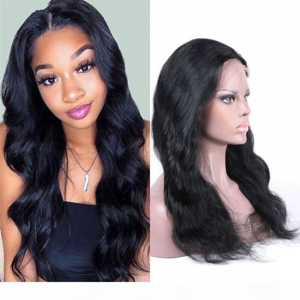 

lace front human hair wigs for black women body wave peruvian hair full lace wigs natural hairline, Black;brown