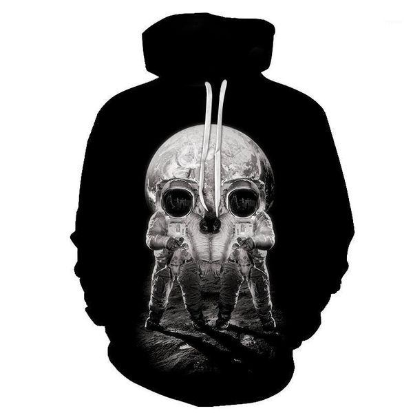 

space people skull headr men hoodies sweatshirts 3d printed funny hip hop hoodies novelty streetwear hooded autumn jackets 1, Black