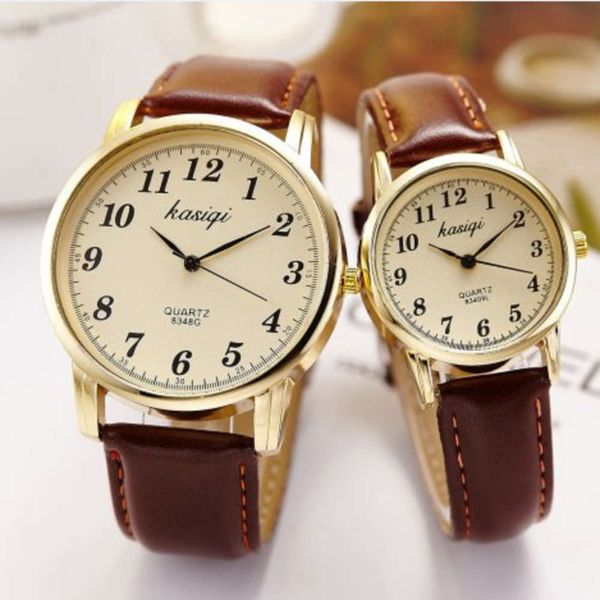

quartz student fashion korean female new men's belt casual couple pair watch ihnr, Slivery;brown