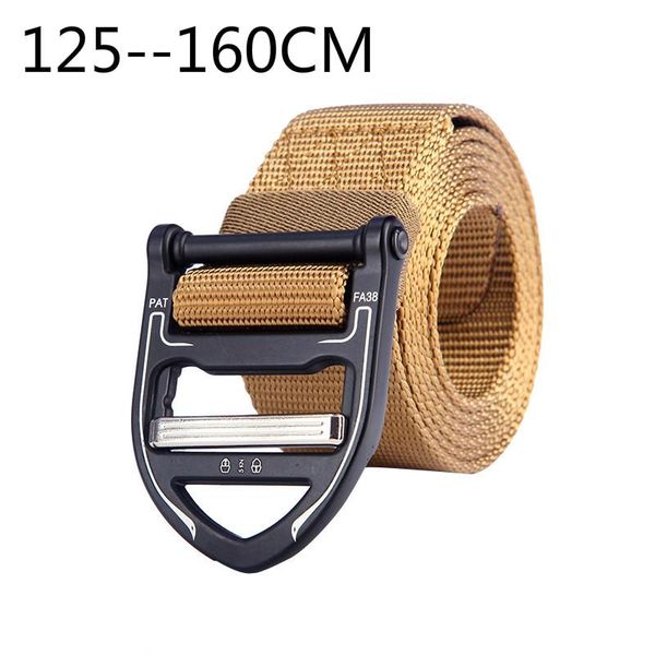 

125--160cm new nylon belt men outdoor tactical quick release alloy buckle khaki, blue, black, army green rectangular, Black;brown