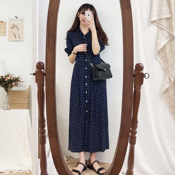 

women cardigan short sleeve blue yellow dress oversize collar buttons long shirt dresses women casual dress robe femme vestido1, White;black