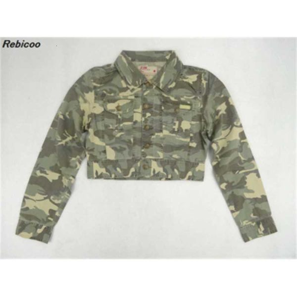 

brand women's camouflage jacket autumn cropped slim vintage outwear women military army coat, Black;brown