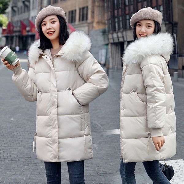 

to film in the new long down jacket female winter heavy hair get ins bread cotton-padded jacket coat korean students 201028, Black