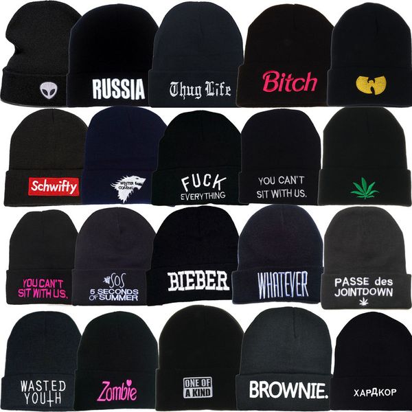 

lengmao005 зима женщины повседневная теплая письмо вышивка вязаная hat шапочки человек твердый хлопок лыжный skullies caps gorros, Blue;gray