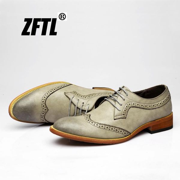 

zftl new men dress shoes casual male brock carved shoes men's pointed tooling business man formal 088, Black