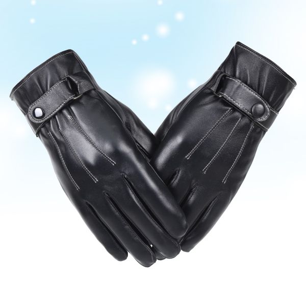 

1 pcs durable touch screen thicken protection leather gloves outdoor glove for travel riding climb, Blue;gray