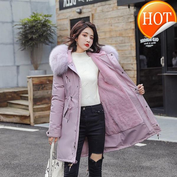 

women's down & parkas leiouna solid thick vintage winter women faux fur fashion parka clothes long coat female korean jackets manteau f, Black