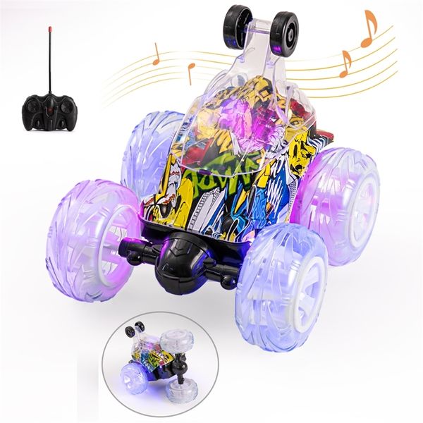 Roclub Graffiti Remote Control Car RC Stunt Tipper s con 360 Rolling Dancing 2.4Ghz Toy For Kids Boys Girls 220315