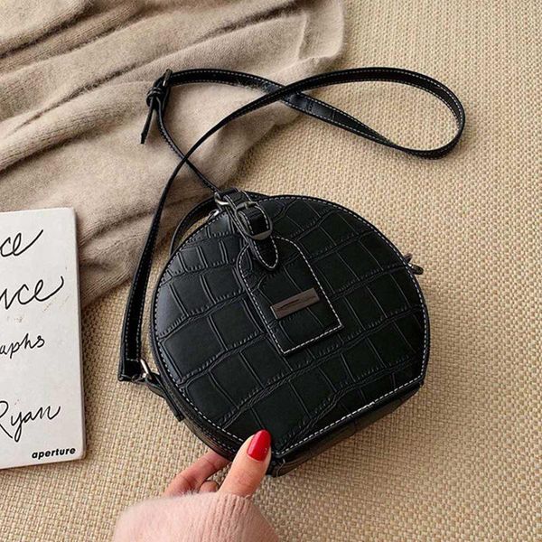 

fashion round shoulder bag for women stone pattern pu leather crossbody messenger bag dropship new arrival