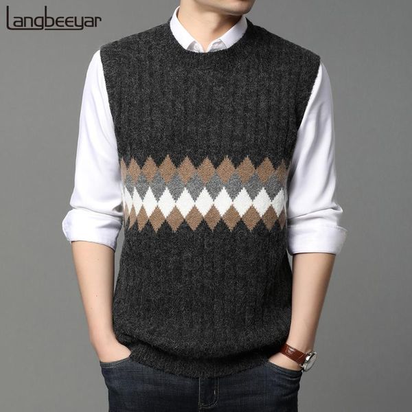 

2020 new autum fashion brand knit pullover woolen sweat vest for men oneck graphic korean casual men clothing, Black;white