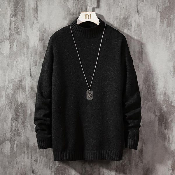 

men's black sweaters spring autumn winter clothes 2020 pull oversize -4xl 5xl korea style casual standard pullovers, White;black