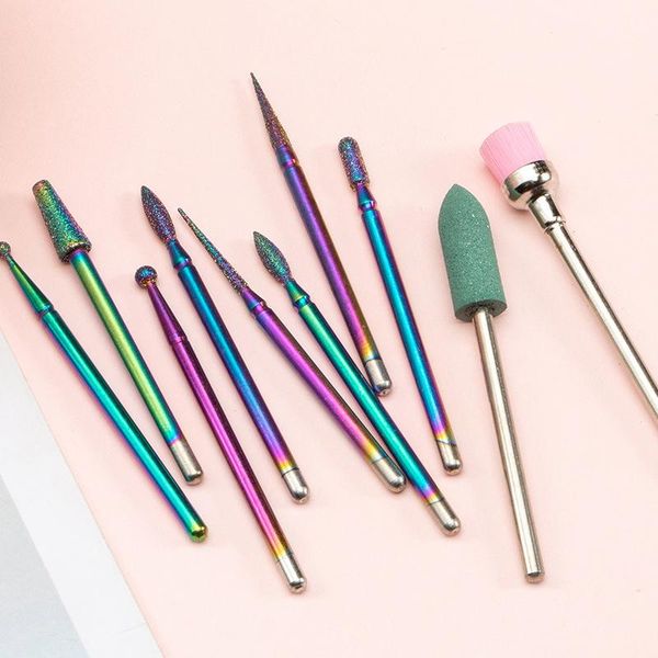 

nail tools tungsten steel grinding head colorful titanium advanced diamond nail polishing tool grinding head