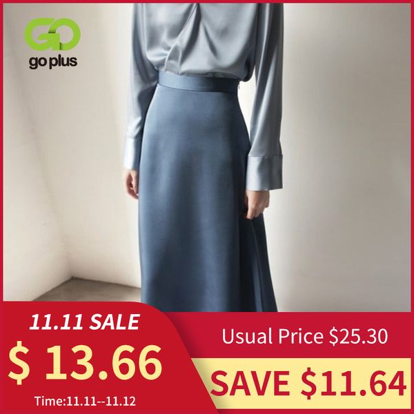 

women's skirt korean style a-line satin blue black high waist ankle length woman skirts mujer faldas femme jupes saias mulher c1111