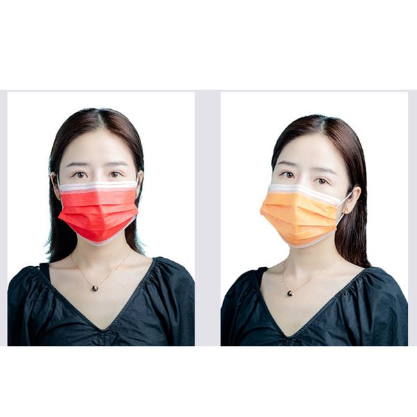 

3 disposable colorful face mask layer balck gray pink dust mouth masks cover 3-ply non-woven