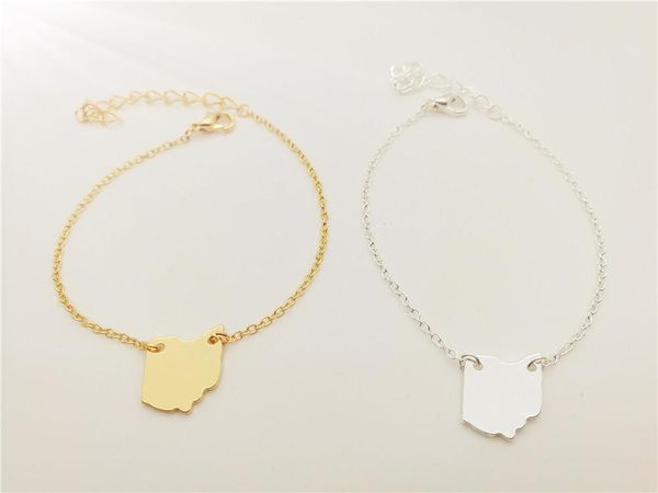 

cute ohio map bracelets outline oh state bracelets america usa state map for hometown souvenir gifts, Golden;silver