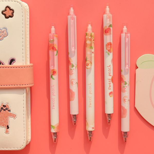 

3pcs/lot kawaii sweet peach gel pen fruit stationery pens for girls student novelty gift school office supplies material escolar