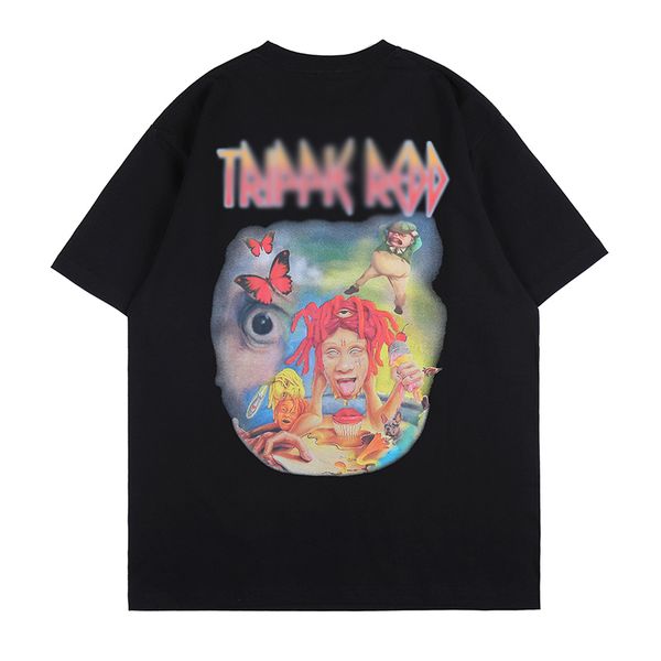 

2021 new hip hop rapper star male t-shirt absorbent cotton short sleeve n7k7, White;black