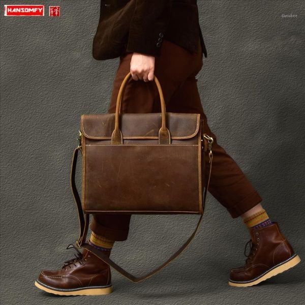 

briefcases crazy horse leather men handbags thin briefcase retro cowhide crossbody shoulder bag everyday lapbags male 2021 1