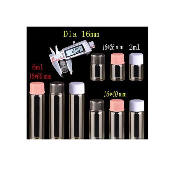 

16*26*8mm 2ml glass bottles with plastic lid transparent empty glass gift bottles jars black cap 10 bbyhfl