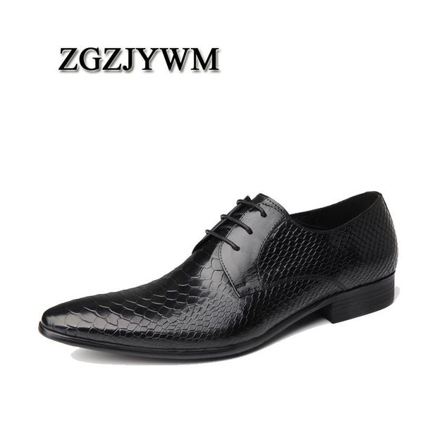 

zgzjywm spring/autumn black/red oxfords snakeskin pattern dress lace-up genuine leather wedding mens business office shoes