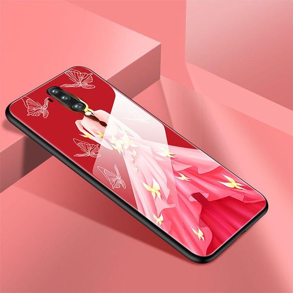 

luxury cute flower butterfly girls tempered glass phone case for oneplus 7t pro 7 7pro 6 6t 5 5t colorful painted silicone bbyfbp