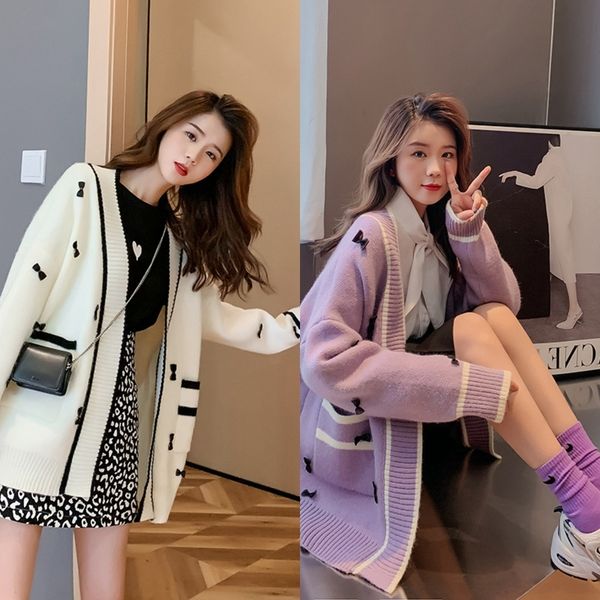 

ox1ps languids и верхняя одежда свитер фея и корейский осень зима женщины стиля женского languidsweaters cardigancoat 2020 верхняя одежда kn, White;black