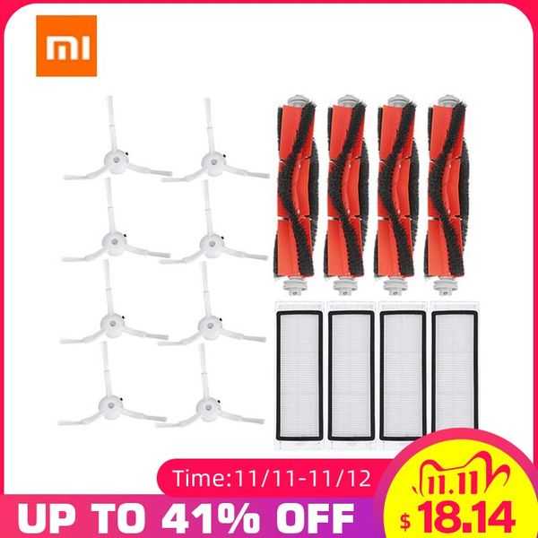 

16pcs hepa фильтр + боковая щетка + основная щетка для xiaomi mi robot kit замены пылесос запчасти аксессуары