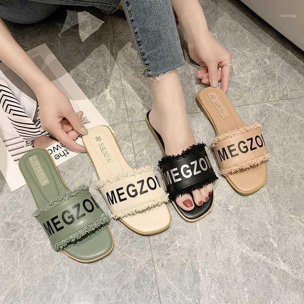 

slippers 2021 summer flat for women cotton fabric with sildes patchwork shoes soft leather slippers1, Black