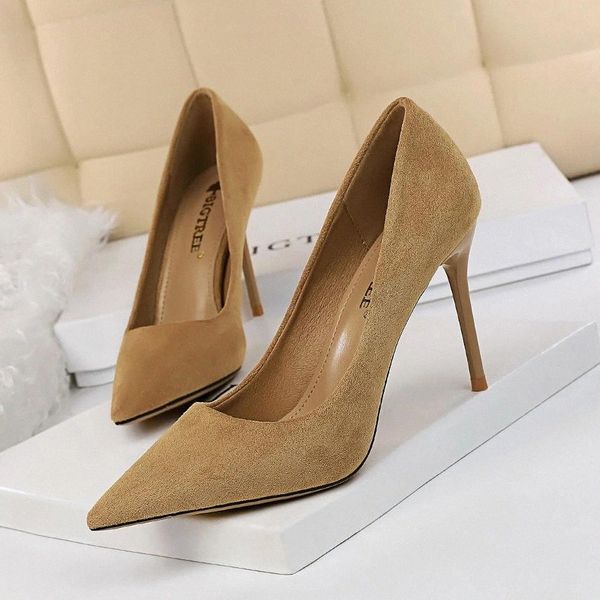 

2020 new women pumps 9cm high thin heel pointed toe solid shallow fashion ladies women shoes khaki female high heel pumps #ou4m, Black
